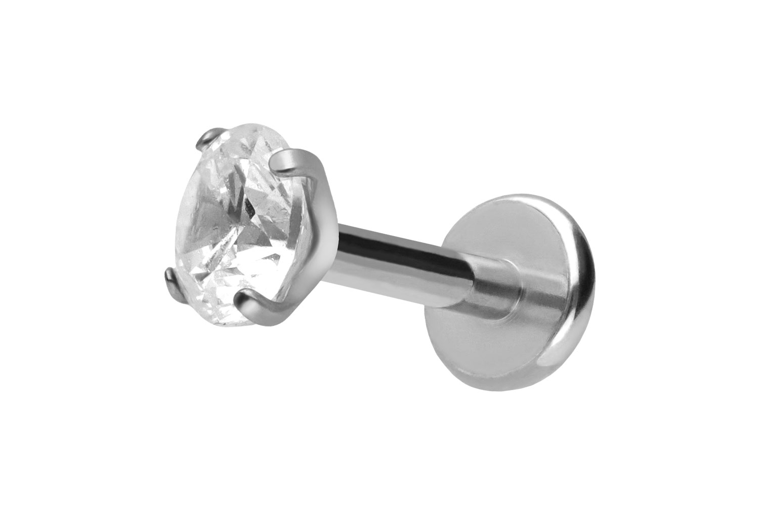 Titan Labret Piercing mit Push Fit EINGEFASSTER KRISTALL